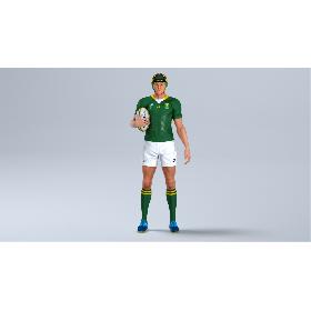 White Rugby Player Animated HQ 3D